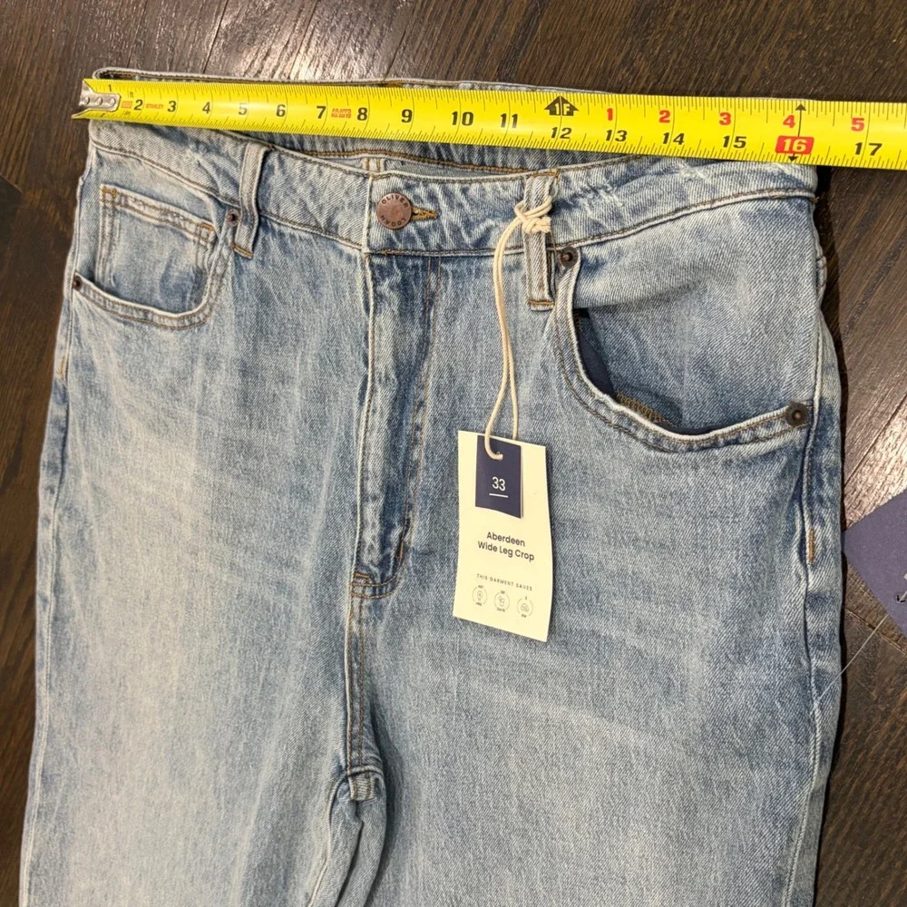 Oliver Logan Aberdeen Wide Leg Crop Jeans Womens 33 Light Blue‎ High Rise Raw